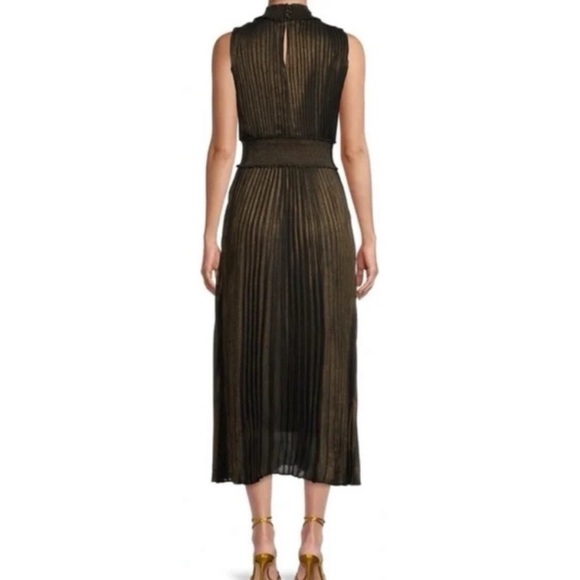 Nanette Lepore Black Gold Sleeveless Pleated Dress Size 2 - Picture 10 of 13